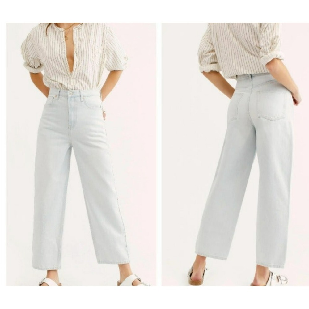 We The Free Women's Size 31 Frank Dad Jeans Icy Blue High Wasted Straight Cotton